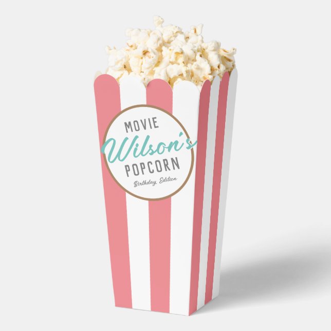 Pink and White Special Event Movie Night Popcorn Favor Boxes (Popped)