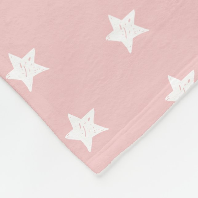 Pink and White Star Pattern Fleece Blanket (Corner)