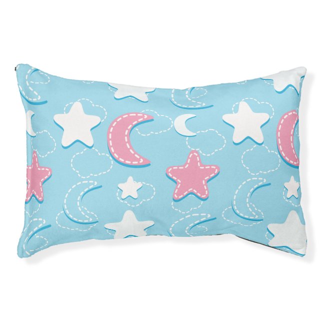 Pink And White Stars and Hearts Pet Bed (Front)