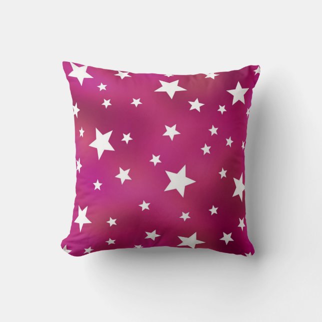 Pink and White Stars Throw Pillow (Front)