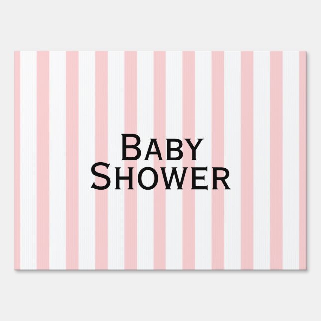 Pink and White Stripe Baby Shower Yard Sign (Front)