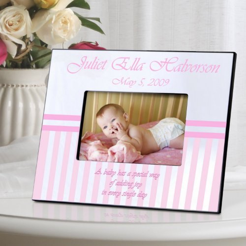 Pink and White Stripe Childrens Picture Frame