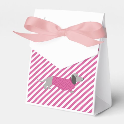Pink and White Stripe  Dachshund Party Favor Bag Favor Boxes