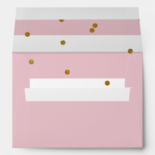 Pink and White Stripe Gold Glitter Nautical Anchor Envelope (Back (Bottom))