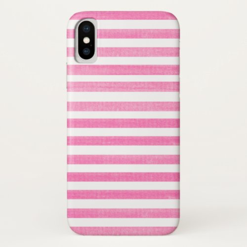 Pink and White Stripe iPhone X Case
