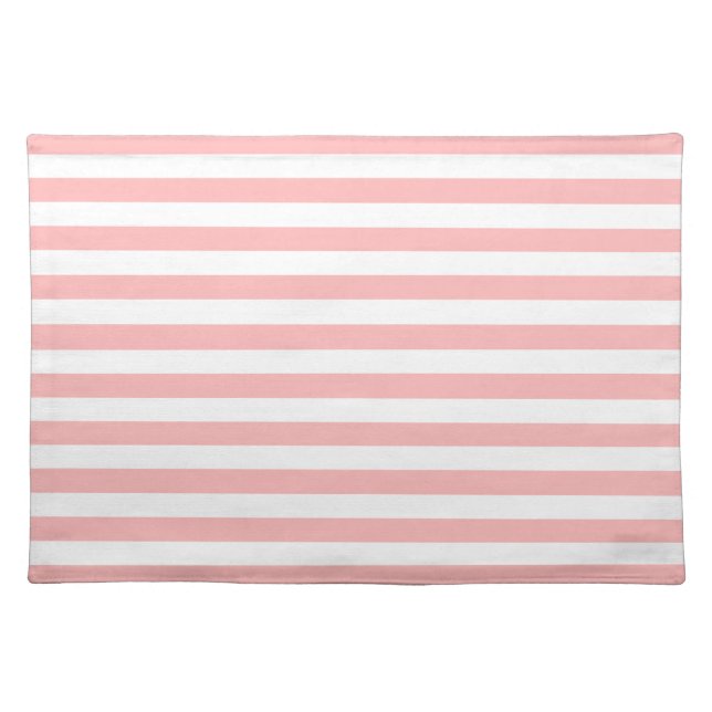 Pink and White Stripe Pattern Cloth Placemat (Front)