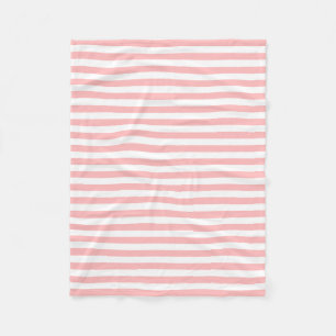Pink and White Stripe Pattern Fleece Blanket