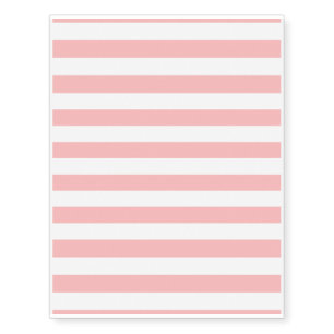 Pink and White Stripe Pattern Temporary Tattoos