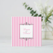Pink and White Stripe with Silver Scrolls Invite (Standing Front)