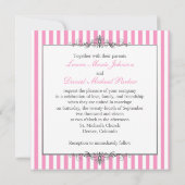 Pink and White Stripe with Silver Scrolls Invite (Back)
