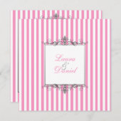Pink and White Stripe with Silver Scrolls Invite (Front/Back)