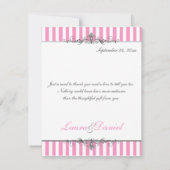 Pink and White Stripe with Silver Thank You Card (Back)
