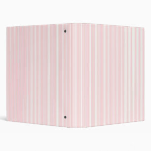 Pink and White Striped 3 Ring Binder
