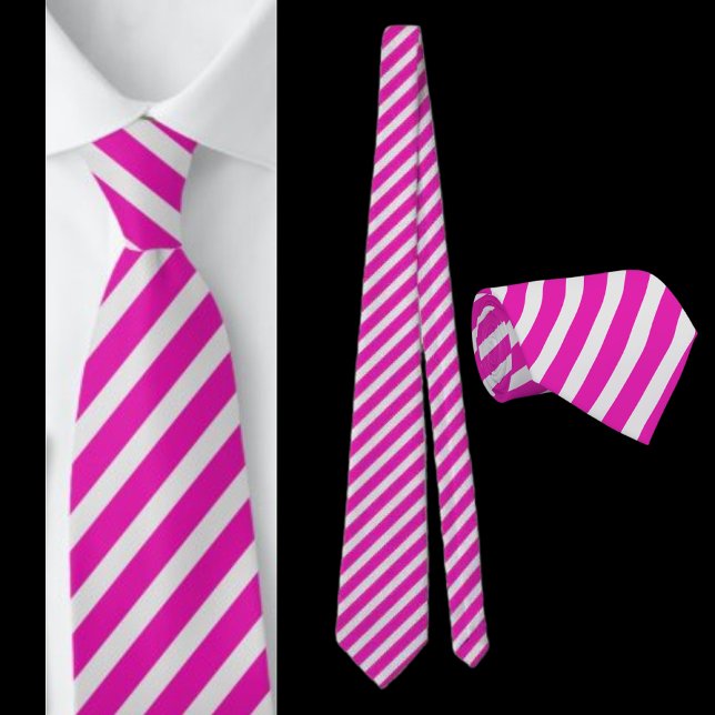 Pink And White Striped Abstract Pattern Neck Tie (Creator Uploaded)