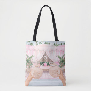 Pink and White Striped Cabana Personalized Coconut Tote Bag