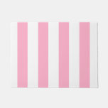 Pink And White Striped Door Mat at Zazzle