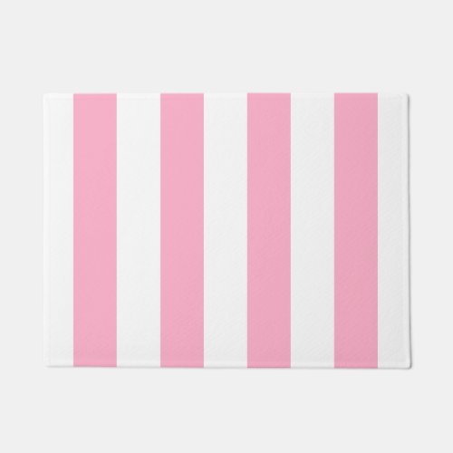 Pink and White Striped Door Mat