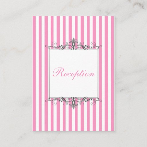 Customizable Pink and White Striped Enclosure Card Business Cards