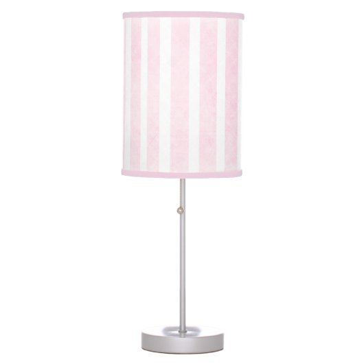 Pink and White Striped Girls Light Table Lamp (Front)