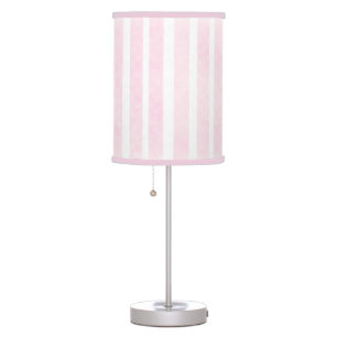 Pink and White Striped Girls Light Table Lamp