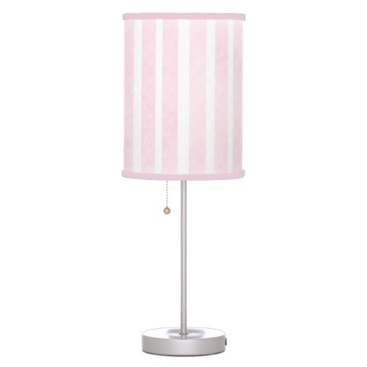 Pink and White Striped Girls Light Table Lamp (Right)