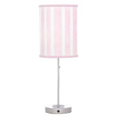 Pink and White Striped Girls Light Table Lamp (Back)