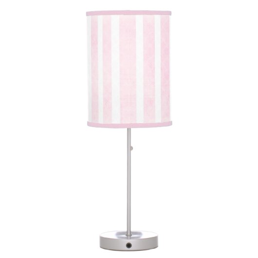 Pink and White Striped Girls Light Table Lamp (Back)