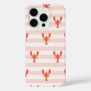 Pink and White striped Lobster Phone case Coastal