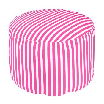 Pink And White Striped Pattern Pouf Seat by EnduringMoments at Zazzle