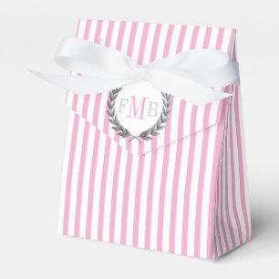Pink and white striped pattern wedding favor boxes