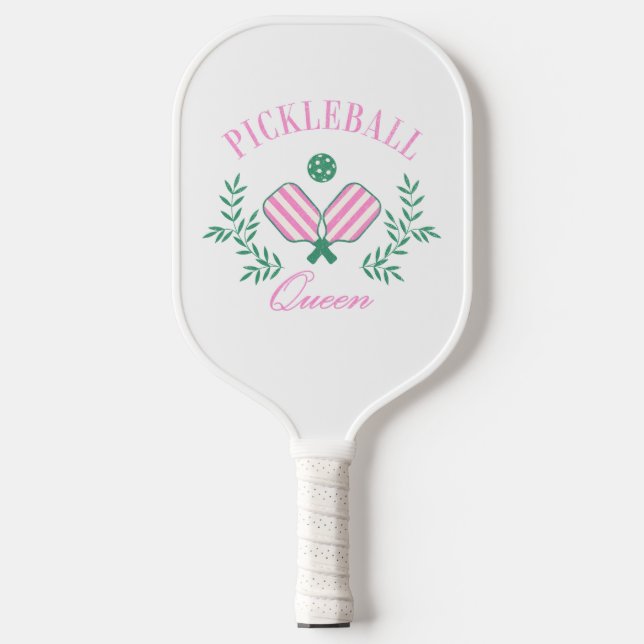 Pink and White Striped | Pickleball Queen Paddle (Front)