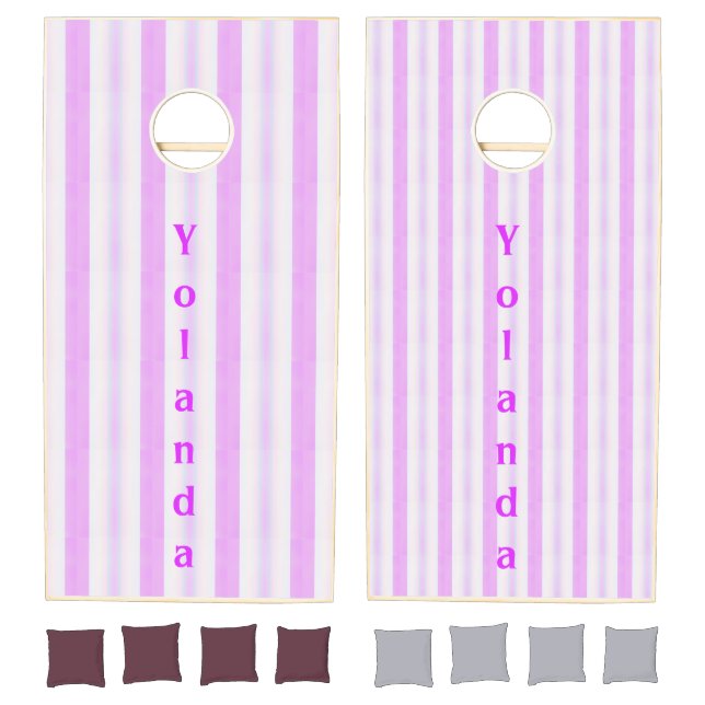 Pink and white striped print cornhole set (Set)