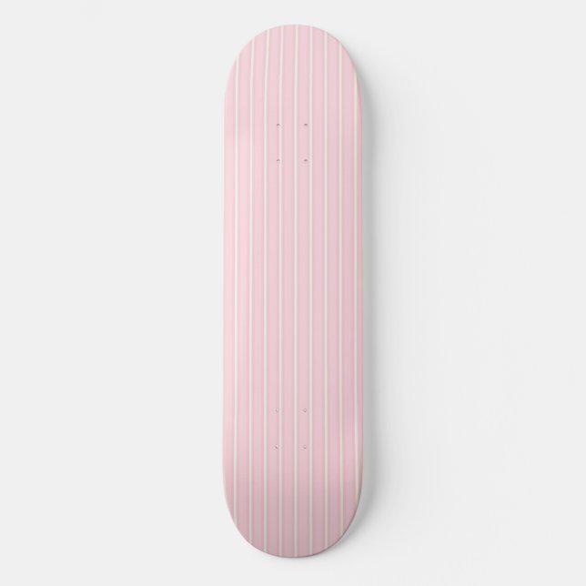 Pink and White Striped Skatedeck Skateboard Deck (Front)