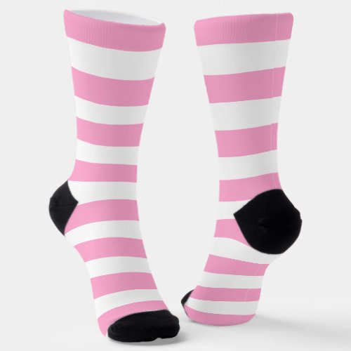 Pink And White Striped Socks