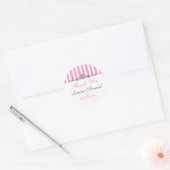 Pink and White Striped Wedding Favor Sticker (Envelope)