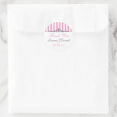 Pink and White Striped Wedding Favor Sticker (Bag)