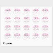 Pink and White Striped Wedding Favor Sticker (Sheet)
