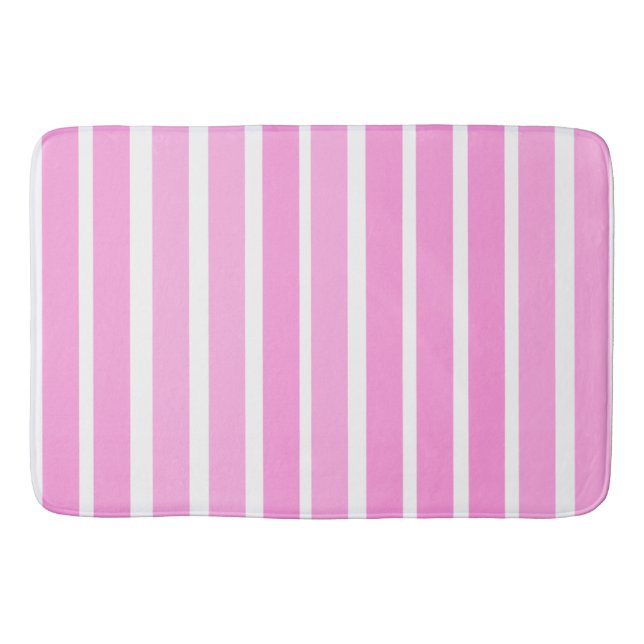 Pink and White Stripes  Bath Mat (Front)