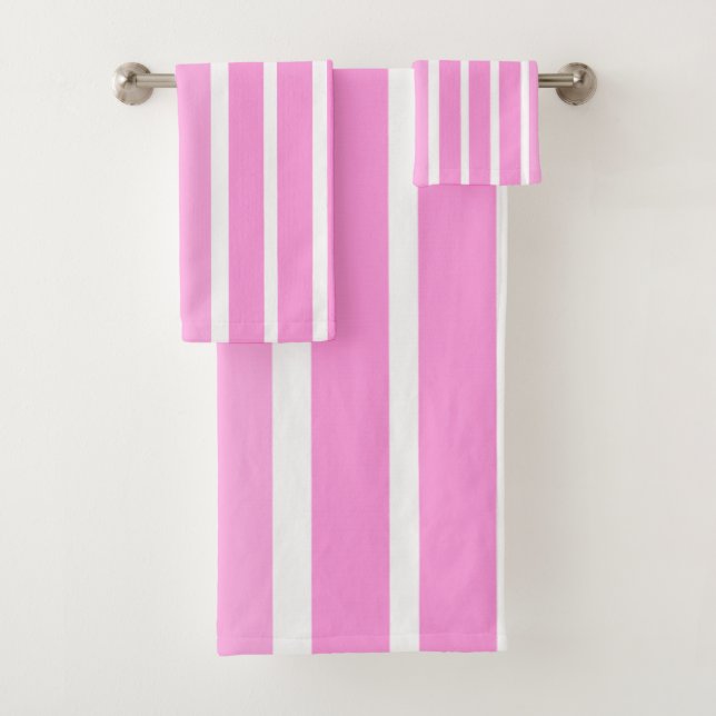 Pink and White Stripes  Bath Towel Set (Insitu)
