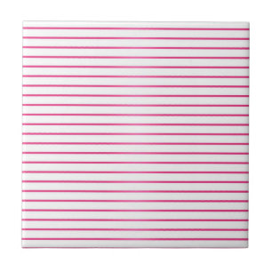Pink and White Stripes Ceramic Tile