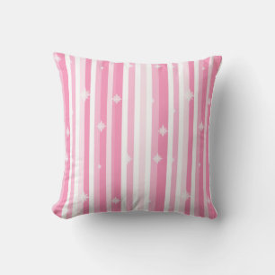 Pink and White Stripes Christmas Throw Pillow