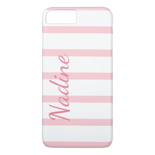Pink and White Stripes Custom iPhone 7 Plus Case