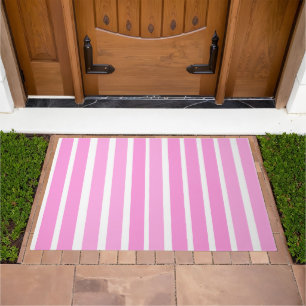 Pink and White Stripes Doormat