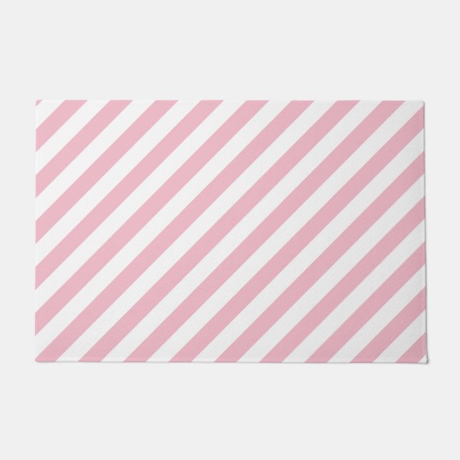 Pink and White Stripes Doormat (Front)