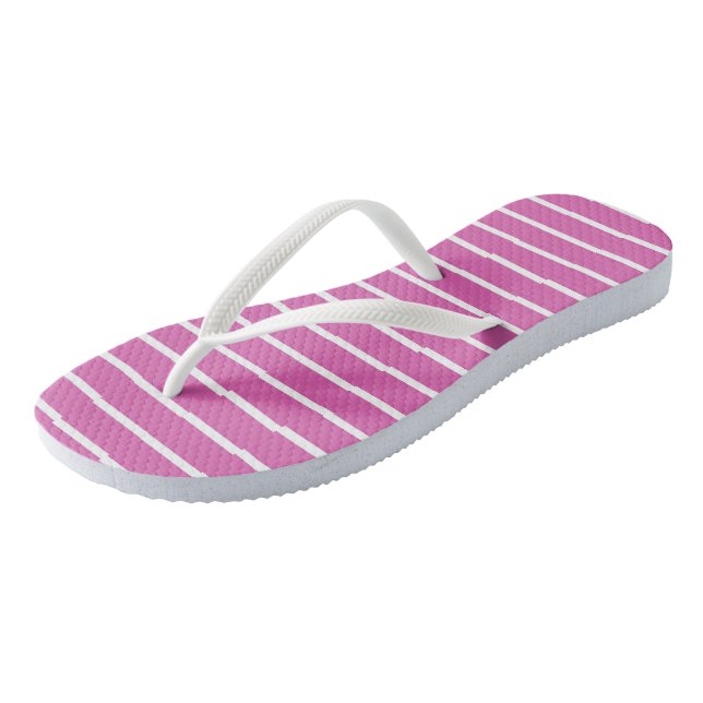 Pink and White Stripes Flip Flops (Angled)