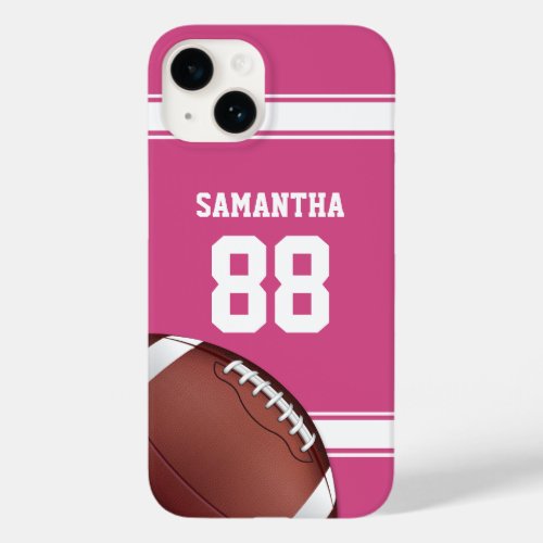 Pink and White Stripes Jersey Football Case_Mate iPhone 14 Case
