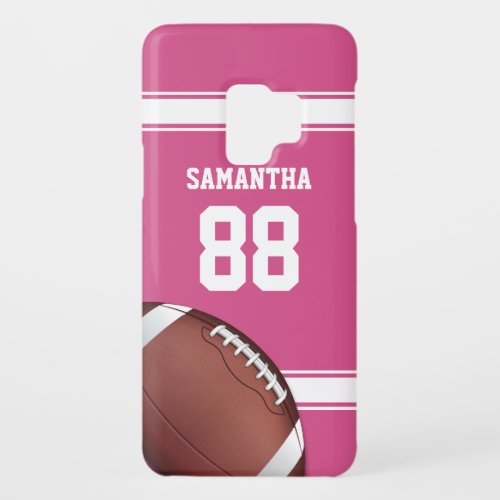 Pink and White Stripes Jersey Football Case_Mate Samsung Galaxy S9 Case