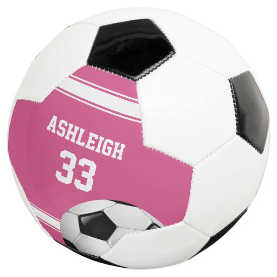 Pink and White Stripes Jersey Soccer Ball