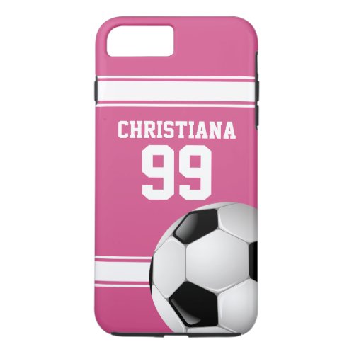 Pink and White Stripes Jersey Soccer Ball iPhone 8 Plus7 Plus Case