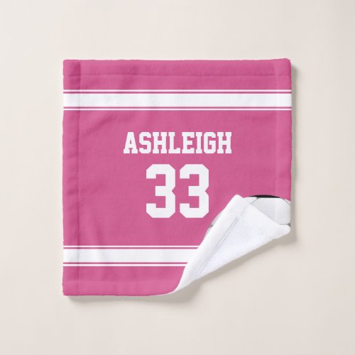 Pink and White Stripes Jersey Soccer Ball Wash Cloth